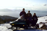 Snowmobiling above Lake Tahoe